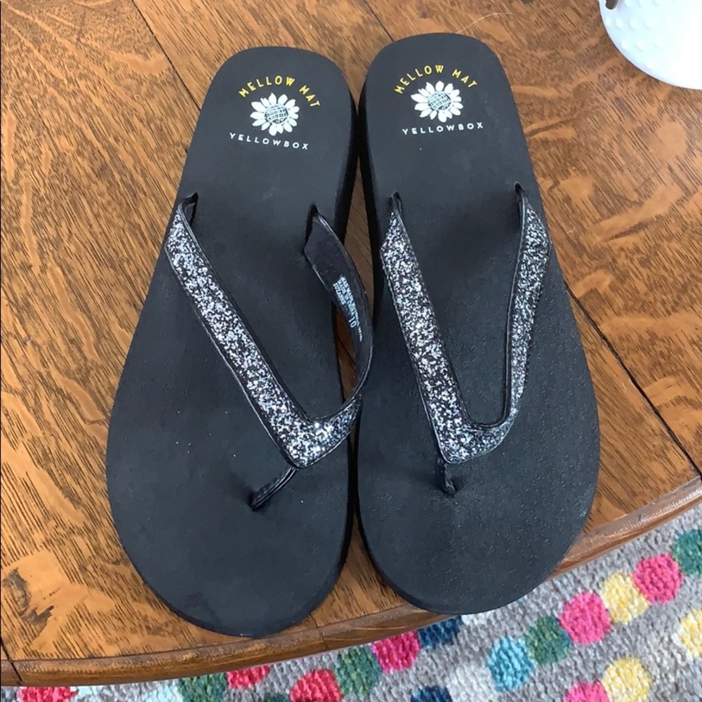 yellow box mellow mat flip flops